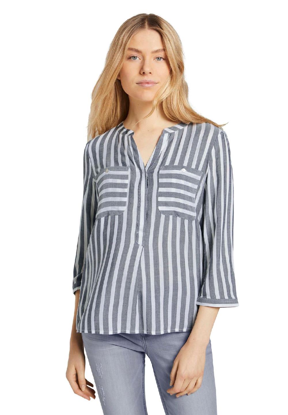 TOM TAILOR Shirtbluse Brusttaschen 3/4-Arm für Damen 50% Rabatt für begrenzte Zeit
