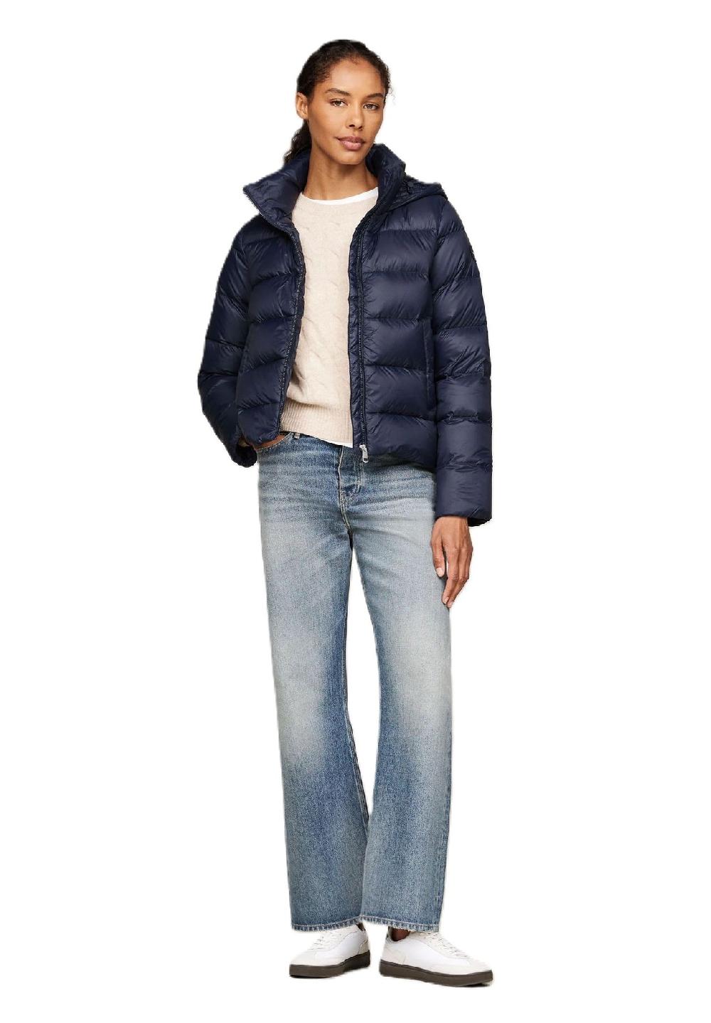 TOMMY HILFIGER Steppjacke Stehkragen Logo-Patch für Damen Tiefpreis