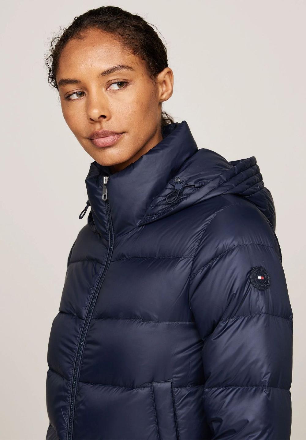 TOMMY HILFIGER Steppjacke Stehkragen Logo-Patch für Damen Tiefpreis