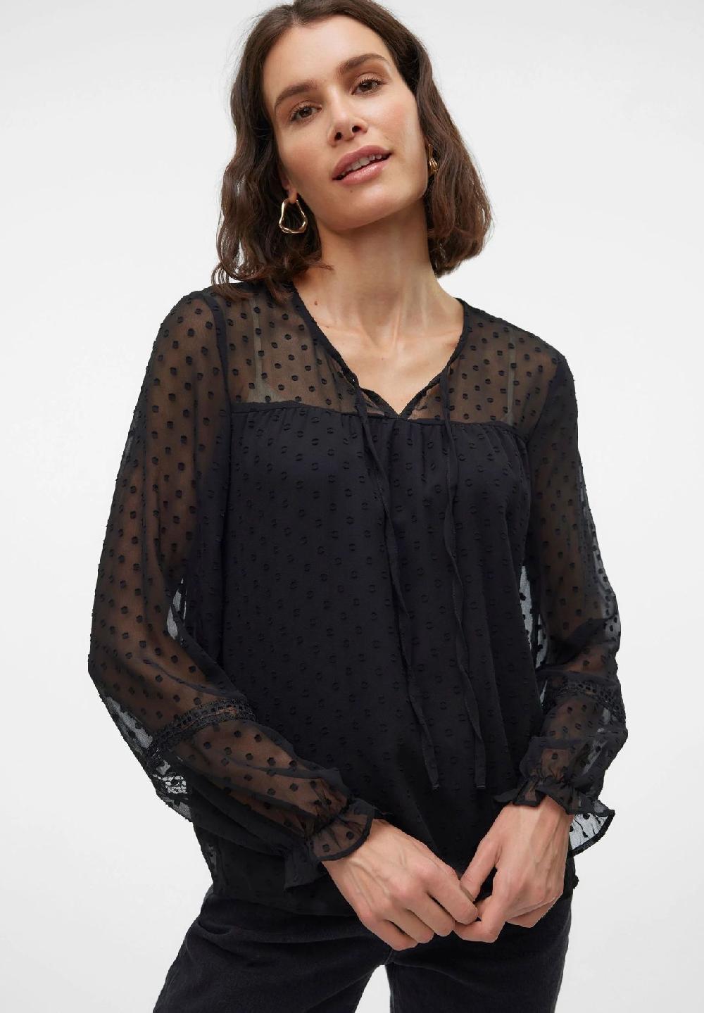 VERO MODA® Shirtbluse "Leah" Schlüsselloch-Ausschnitt für Damen 50% Rabatt mit kostenlosem Versand
