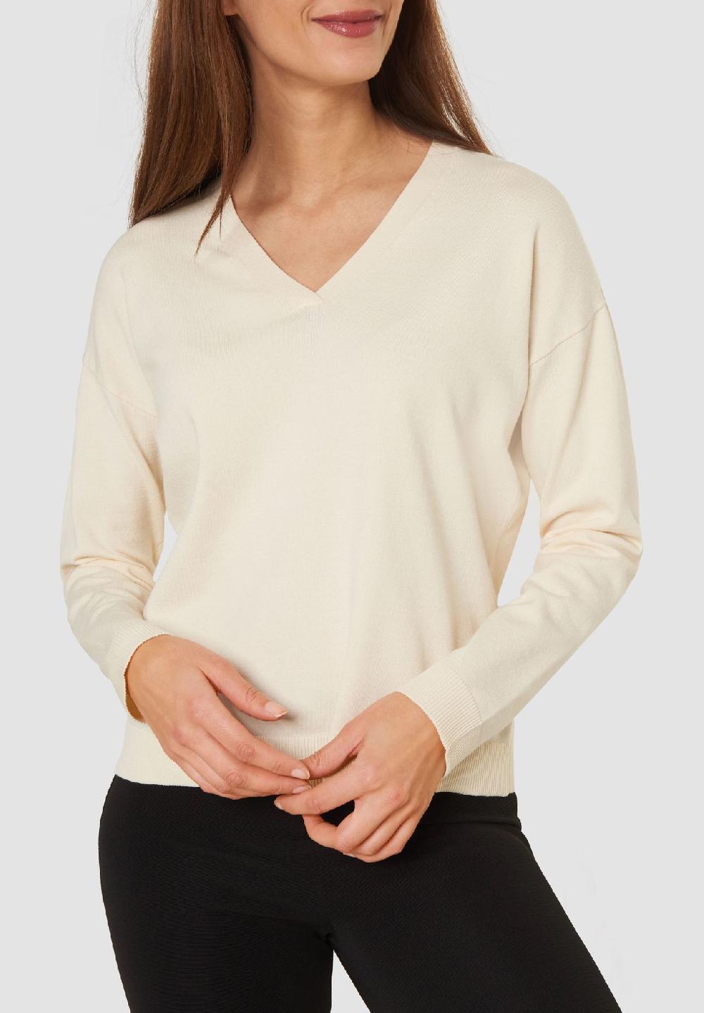 MANGUUN collection Pullover V-Ausschnitt Rippbündchen für Damen im Angebot