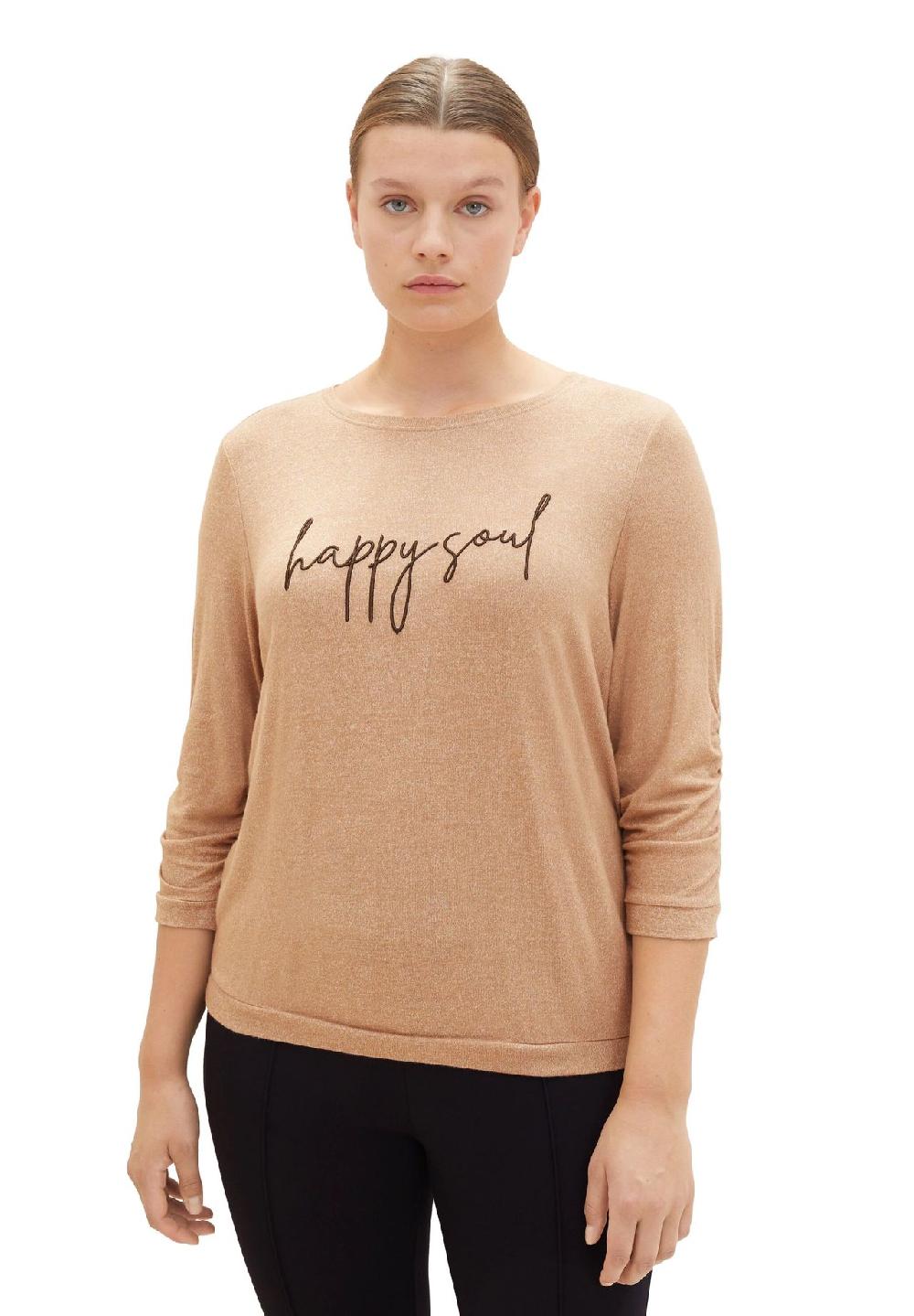 TOM TAILOR plus Shirt 3/4-Arm Melange Raffung für Damen Blitzangebot