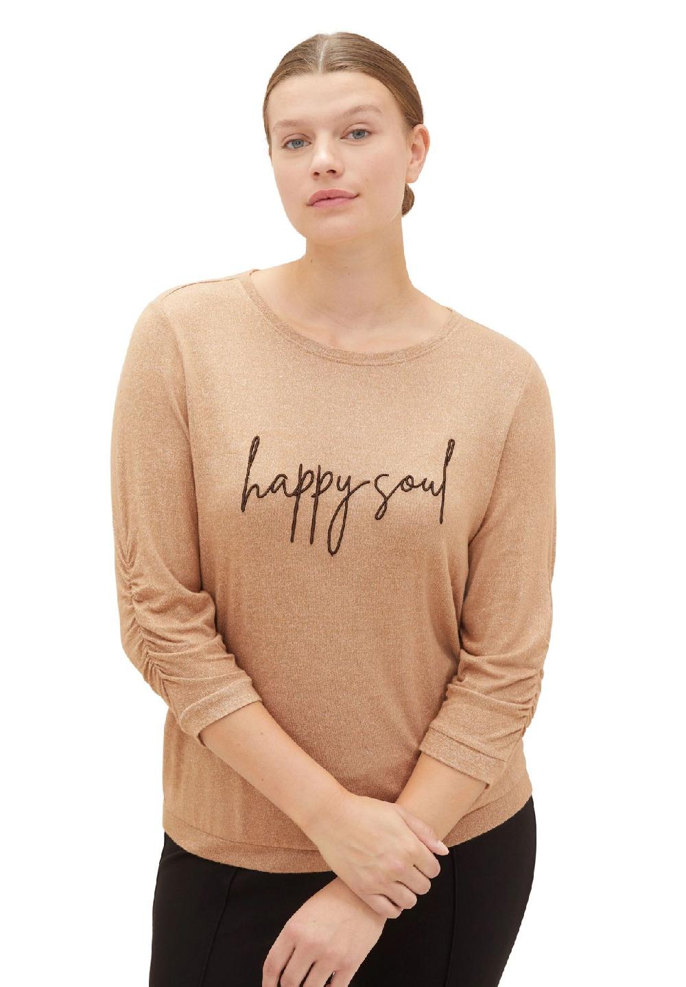 TOM TAILOR plus Shirt 3/4-Arm Melange Raffung für Damen Blitzangebot