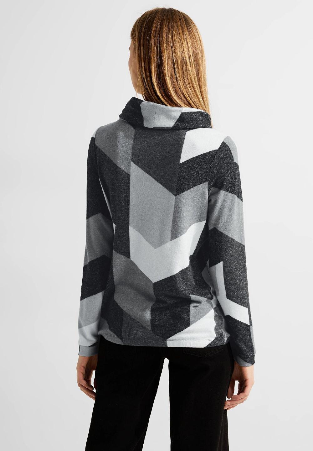 CECIL Langarmshirt grafisch Schlauchkragen für Damen Lagerräumung