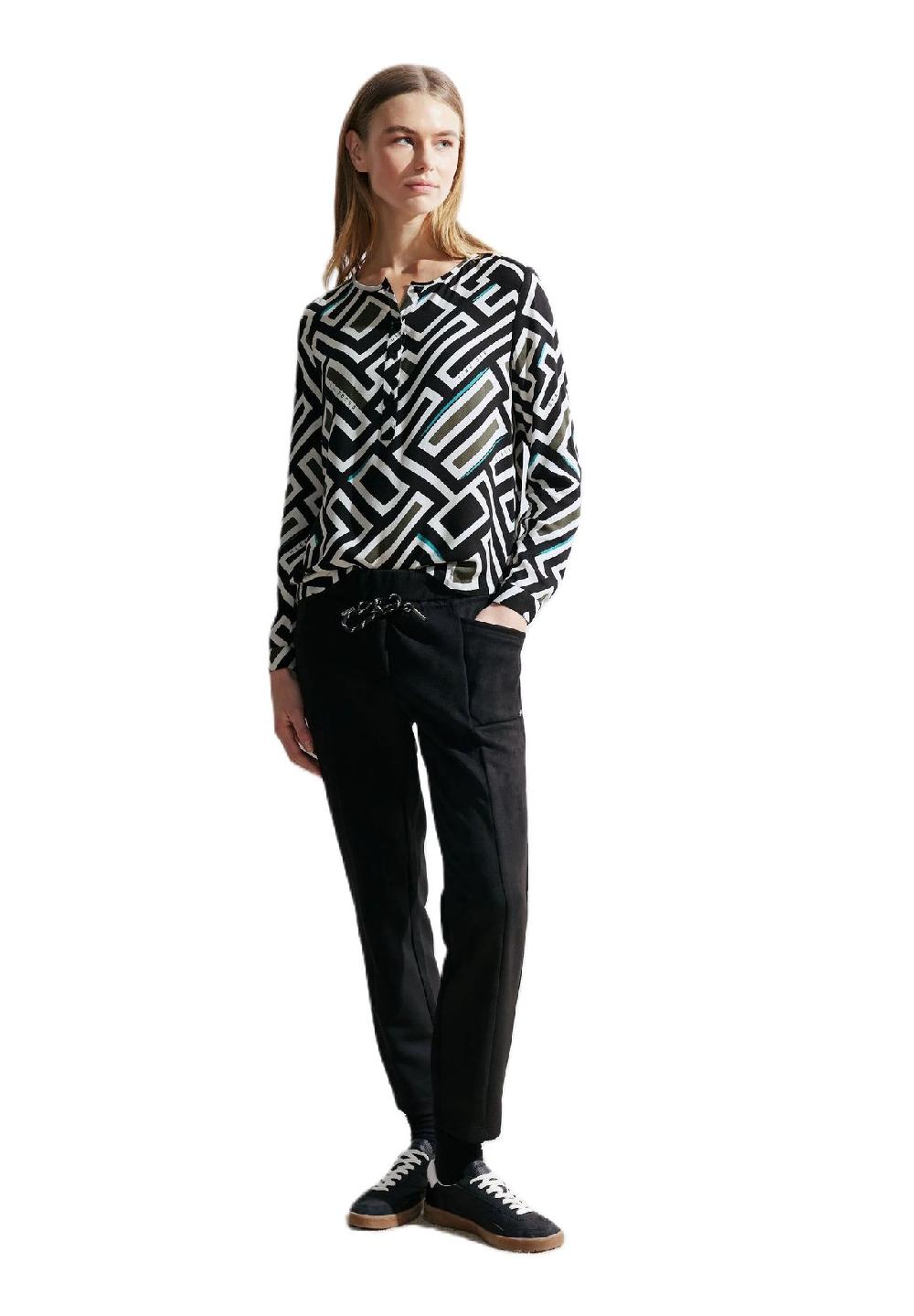 CECIL Shirtbluse Henley-Ausschnitt Allover-Muster für Damen Blitzangebot