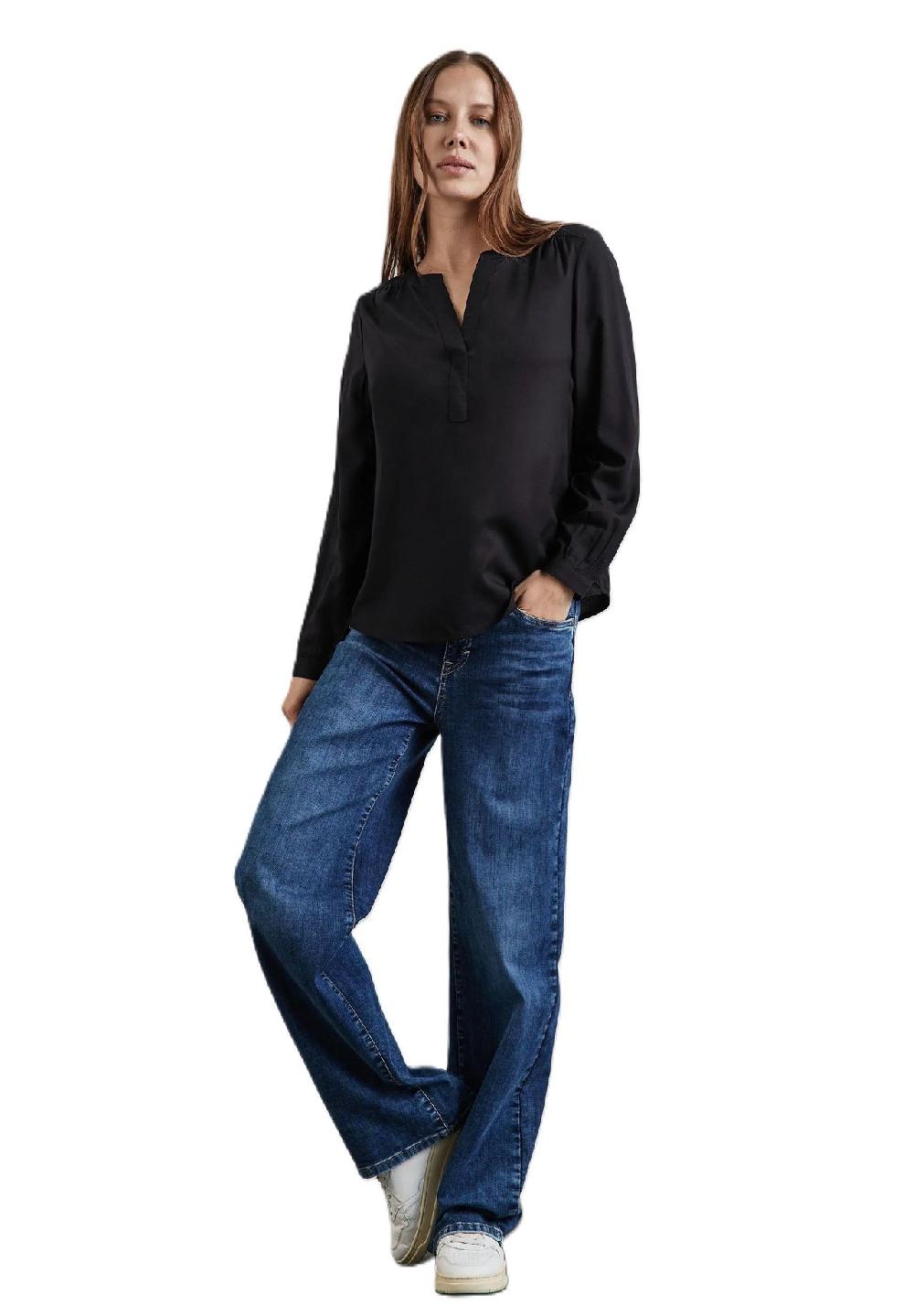 Street One Shirtbluse Split-Neck für Damen Sonderangebot