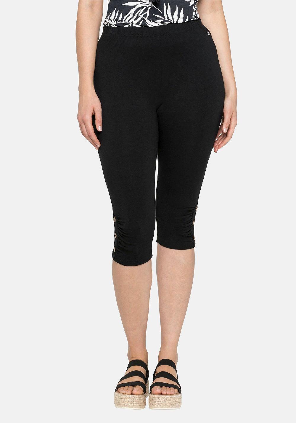 sheego Leggings mit Raffung und Deko-Knöpfen am Saum JETZT KAUFEN