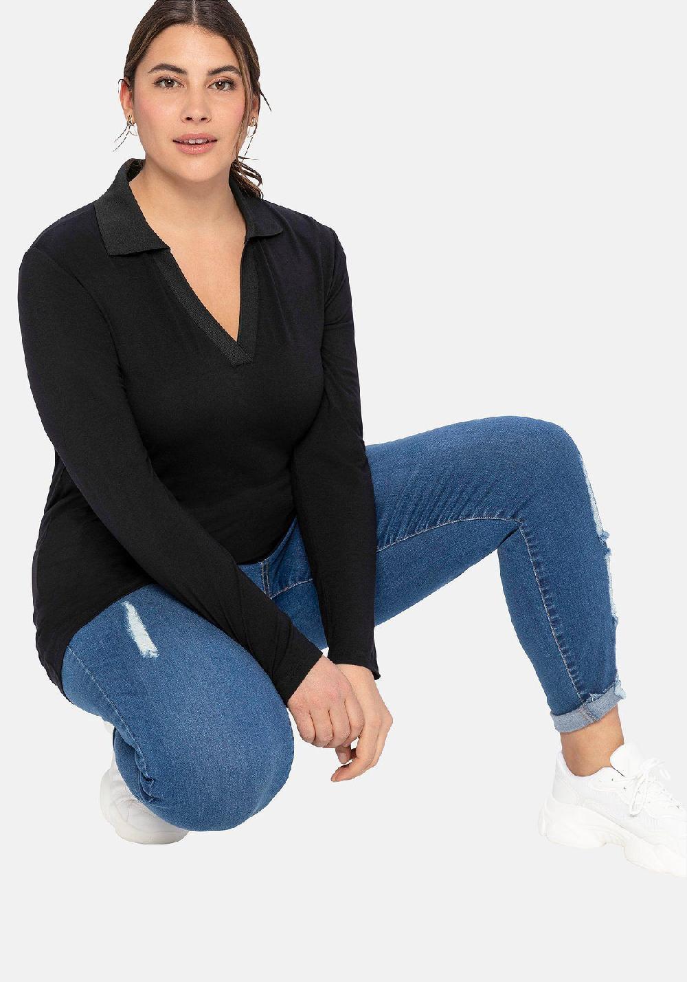 sheego Poloshirt mit offenem Polokragen Vierteljährliche Förderung