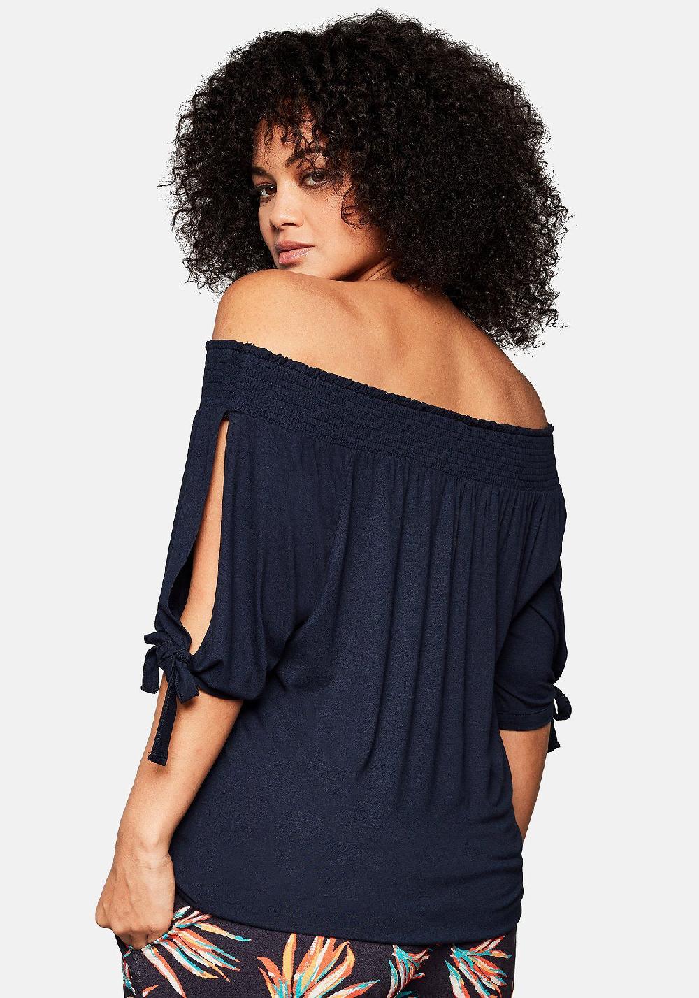 sheego Carmenshirt mit Smokeinsatz Bis zu 55% Rabatt