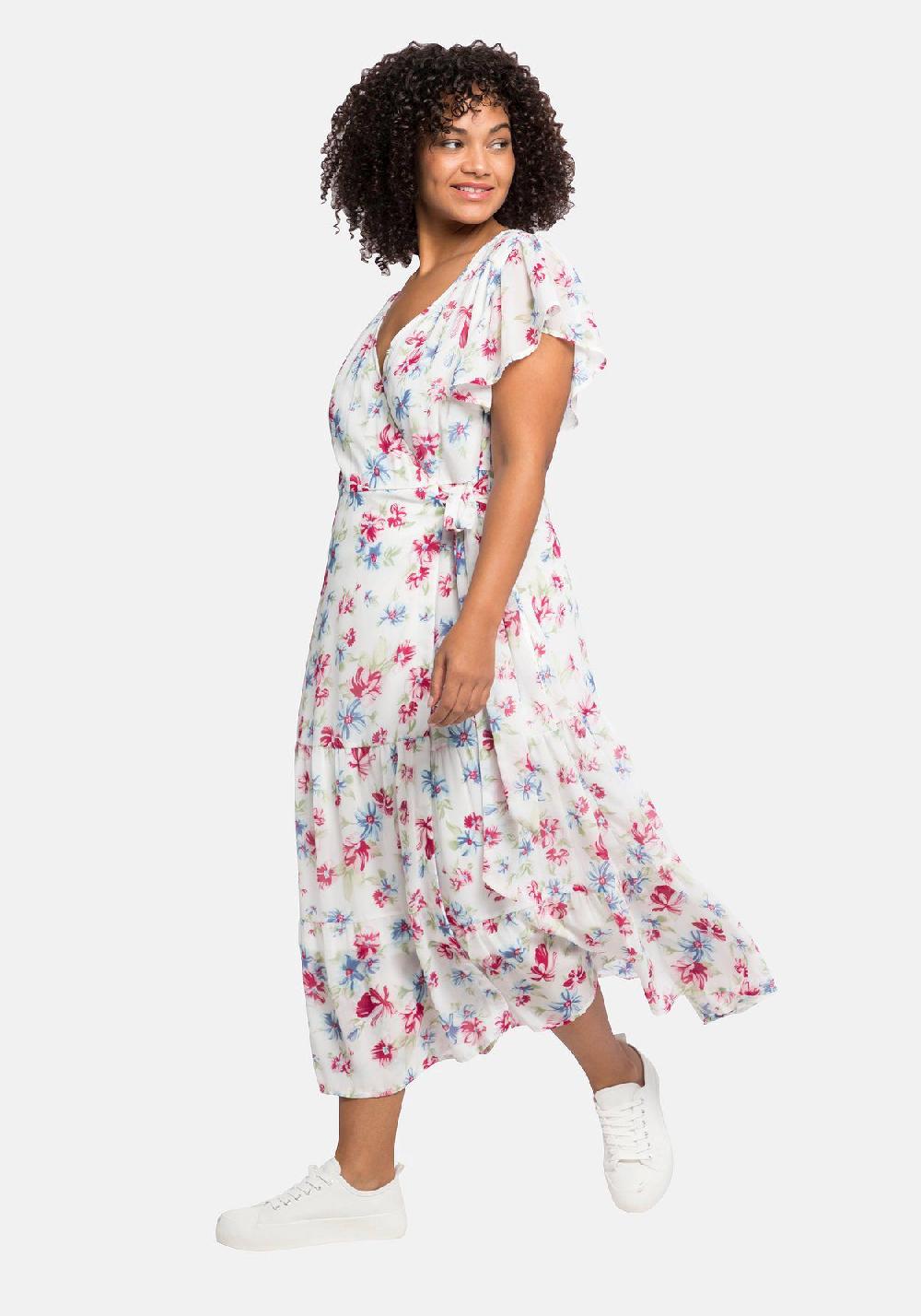 sheego by JoeBrowns Chiffonkleid mit Blumendruck und Bindegürtel Online