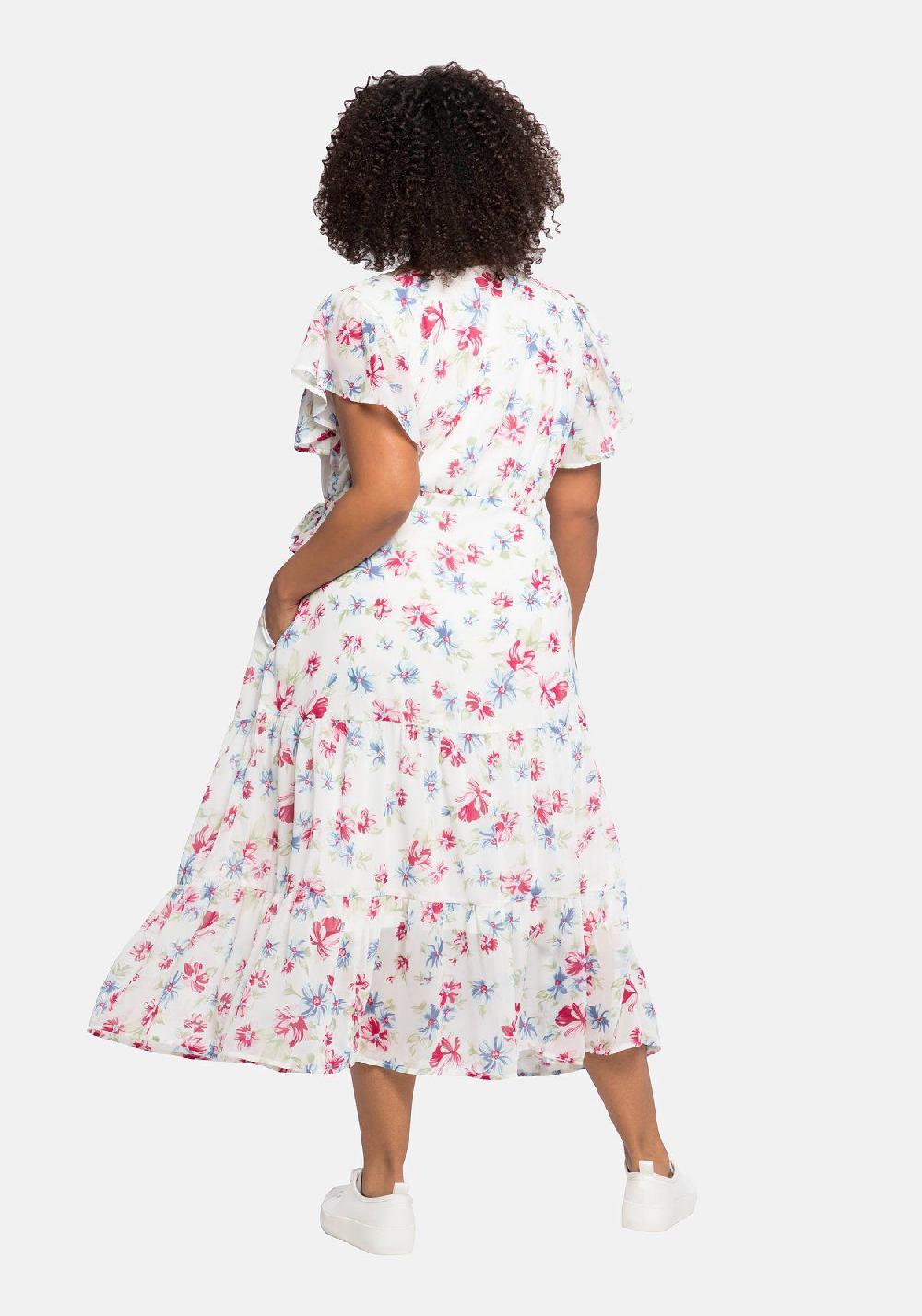 sheego by JoeBrowns Chiffonkleid mit Blumendruck und Bindegürtel Online