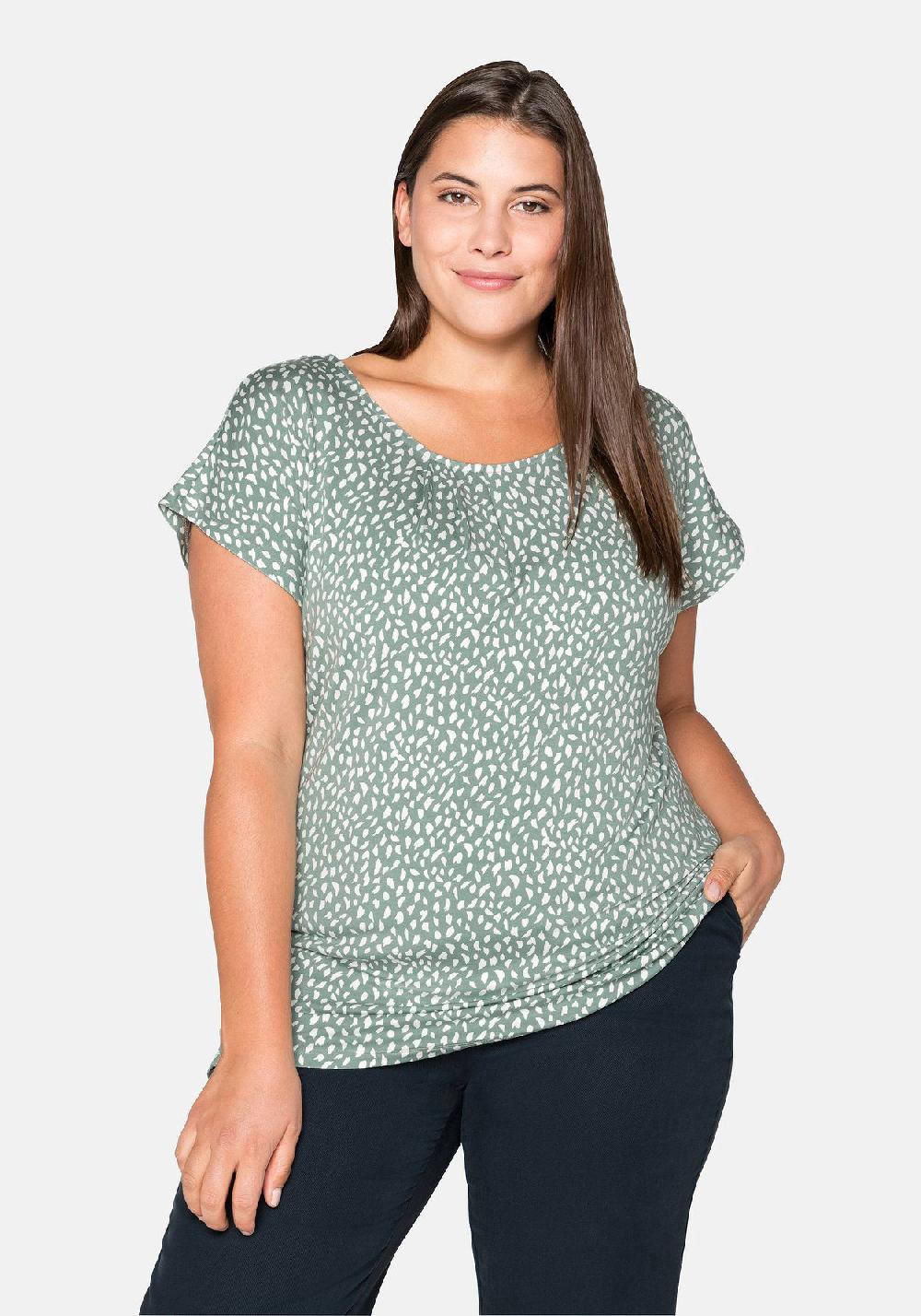 sheego Shirt mit Alloverdruck und gelegten Falten Fabrik Onlineshop