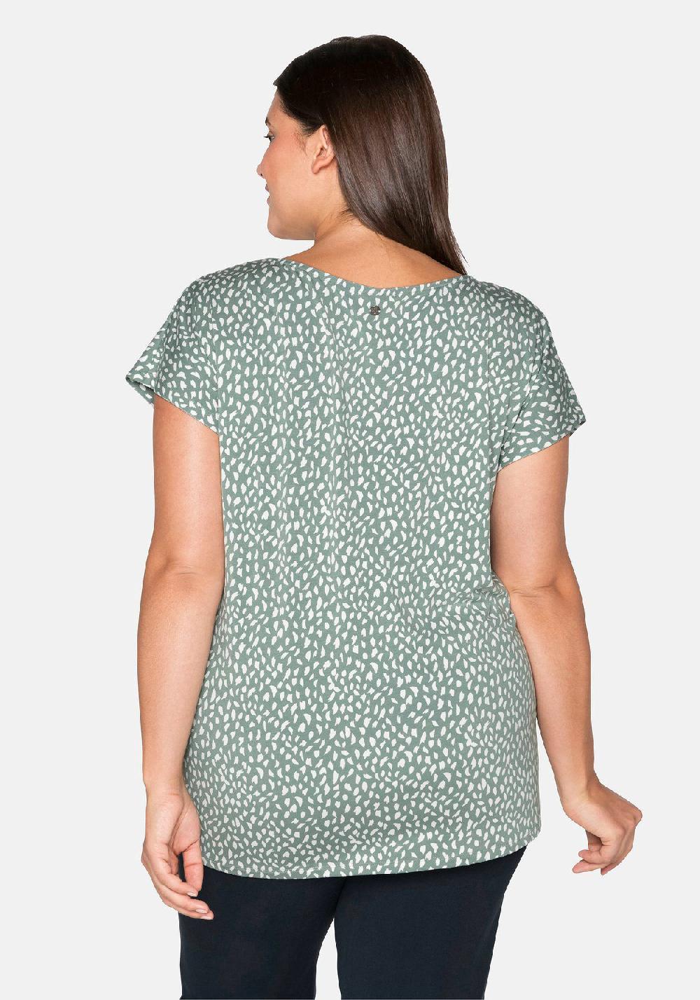 sheego Shirt mit Alloverdruck und gelegten Falten Fabrik Onlineshop
