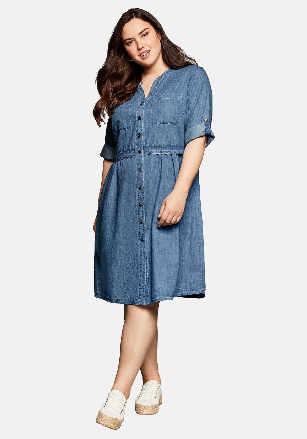 sheego Jeanskleid mit Knopfleiste und hoher Taille Flash Sale