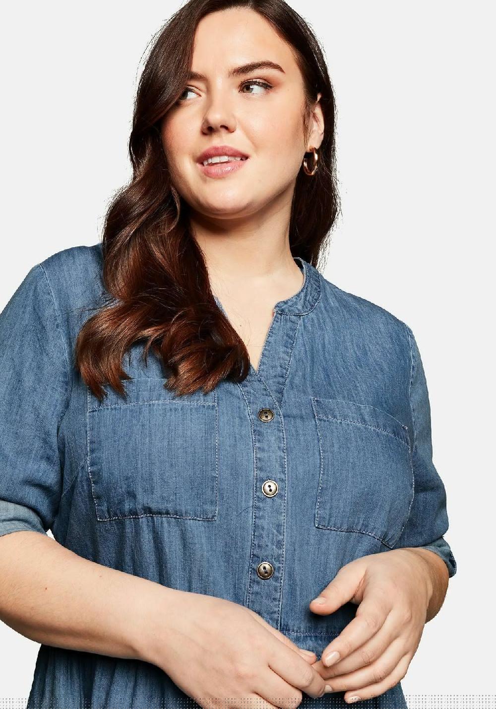 sheego Jeanskleid mit Knopfleiste und hoher Taille Flash Sale