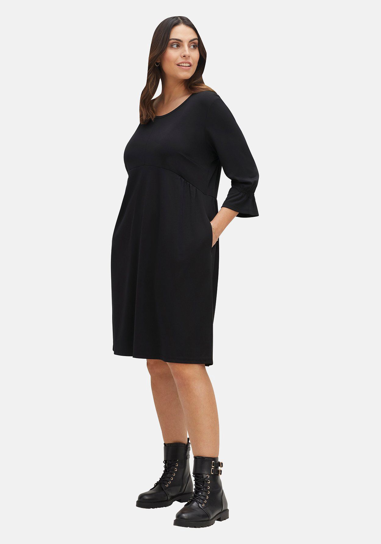sheego Shirtkleid mit gerafften 3/4-Ärmeln Online Shopping