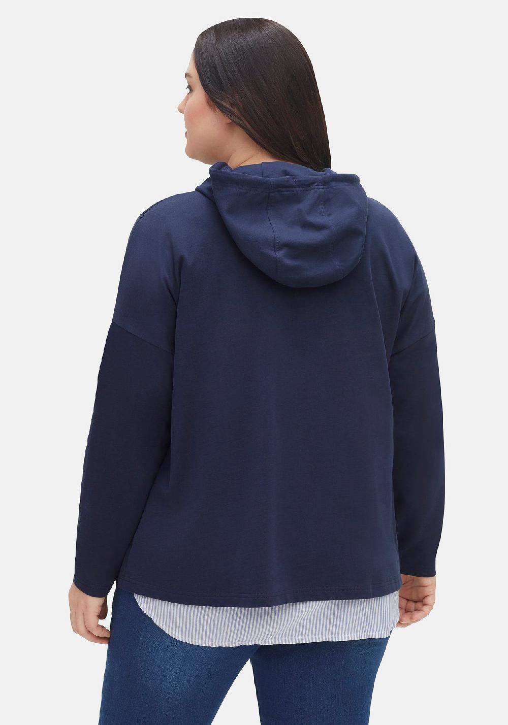 sheego Kapuzensweatshirt mit Frontdruck in A-Linie Saisonschlussverkauf