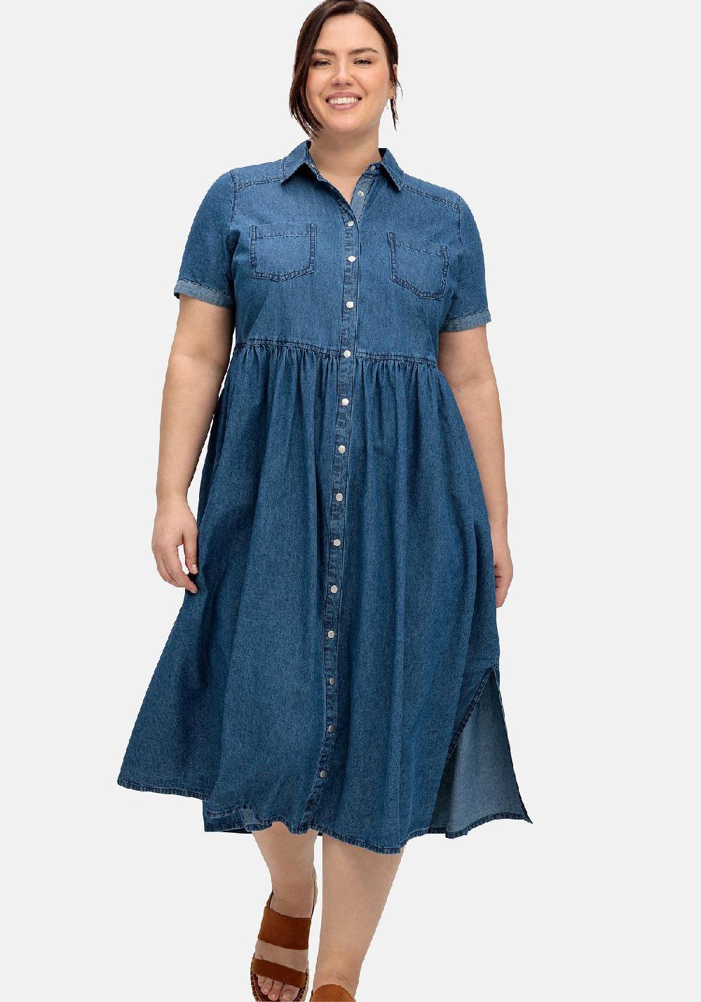 sheego Jeanskleid mit Blusenkragen und Teilungsnaht Osterangebot