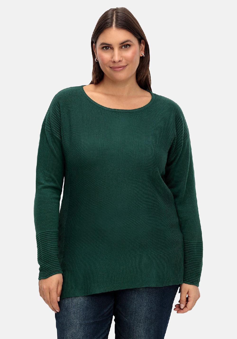 sheego Pullover mit Rundhalsausschnitt und Ripp-Details Heißer Verkauf