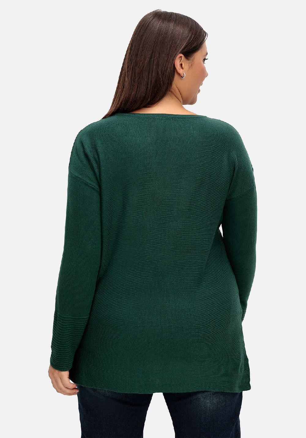 sheego Pullover mit Rundhalsausschnitt und Ripp-Details Heißer Verkauf