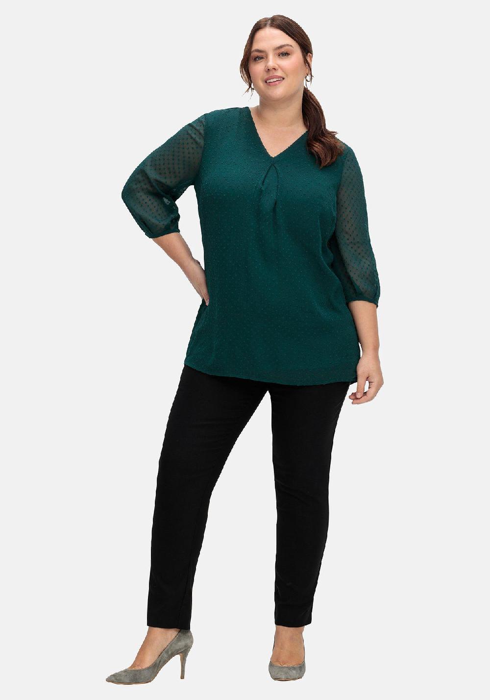 sheego Tunika mit Chiffon-Ärmeln und eingewebtem Muster Top Angebot