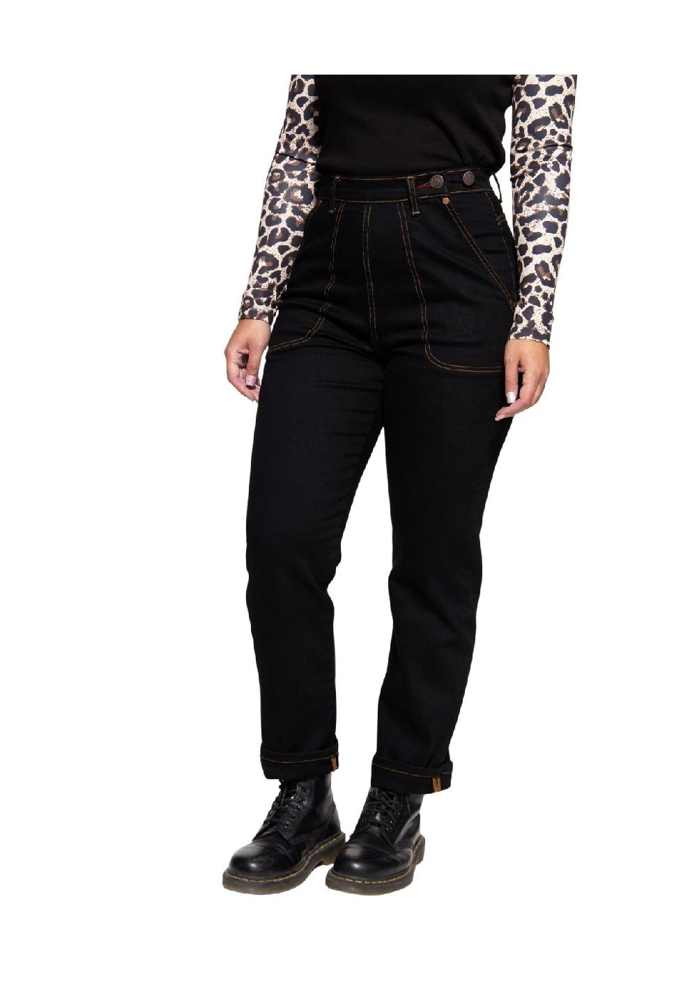 QUEEN KEROSIN High-Waist-Jeans im Selvedge-Stil Riesige Rabatte